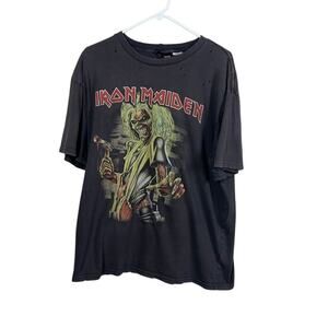 Iron Maiden Distressed Gray Band Tee size L